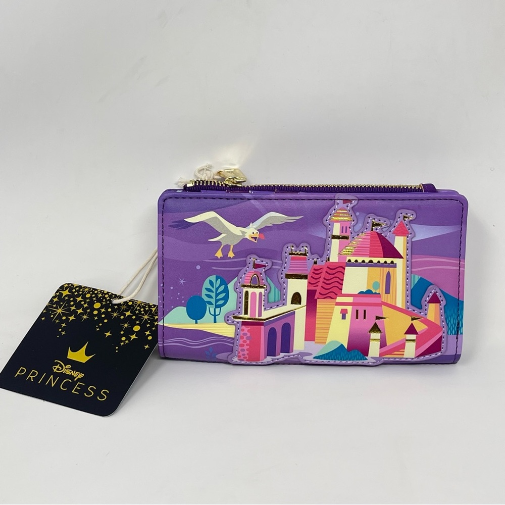 Loungefly Disney Ariel The Little Mermaid Castle Series Flap Wallet Purple New